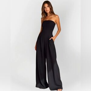 NWOT Wide-leg Black Strapless Jumpsuit